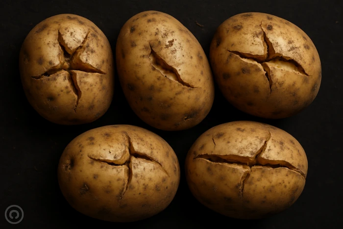 Треснувший картофель из-за водного стресса