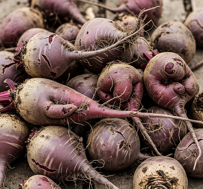 Деформированные корнеплоды свеклы из-за водного стресса