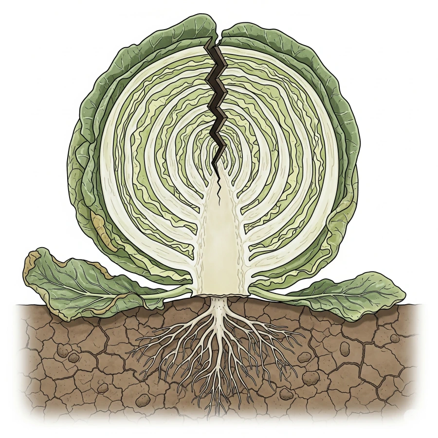 Растрескивание кочанов капусты из-за водного стресса