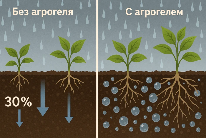Гидрогель в почве удерживает влагу