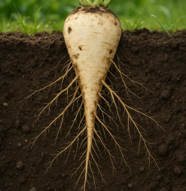 Развитая корневая система свеклы